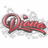Diana red Heart Graffiti Aufkleber Sticker (Vorderseite)