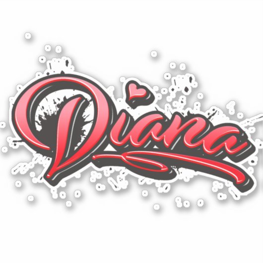 Diana red Heart Graffiti Aufkleber Sticker (Vorderseite)