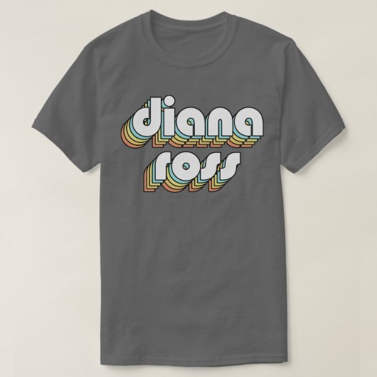 Diana Ross Retro Rainbow Typografie verblasster St T-Shirt (Design vorne)