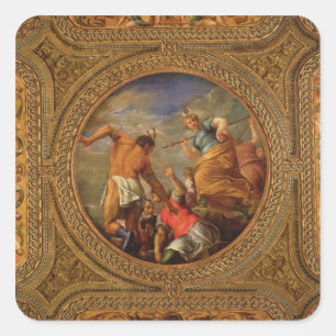 Diana und Actaeon, von der Decke der Bibliothek Quadratischer Aufkleber