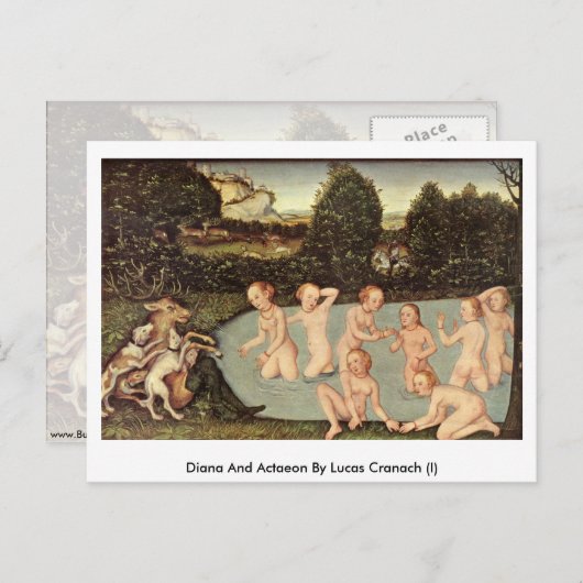 Diana und Actaeon von Lucas Cranach (I) Postkarte (Vorne/Hinten)