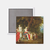 Diana und ihre Maidens, nach der Jagd, 1626 Magnet (Vorderseite/Rückseite)