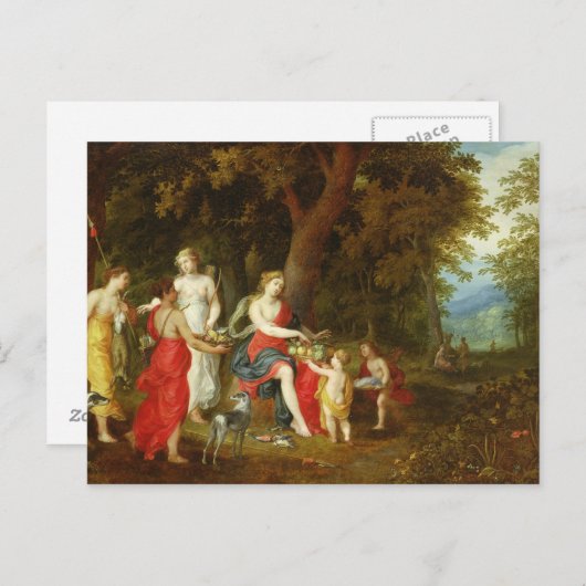 Diana und ihre Maidens, nach der Jagd, 1626 Postkarte (Vorne/Hinten)