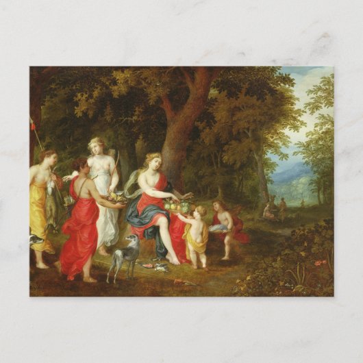 Diana und ihre Maidens, nach der Jagd, 1626 Postkarte (Vorderseite)