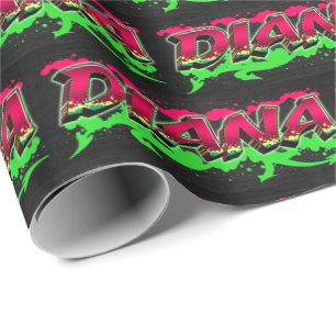Diana Vorname Name Graffiti red green Geschenkpapier