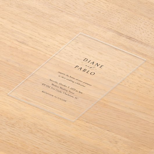 Diane Contemprary Chic Moderne Hochzeit Acryleinladungen (Ablage )