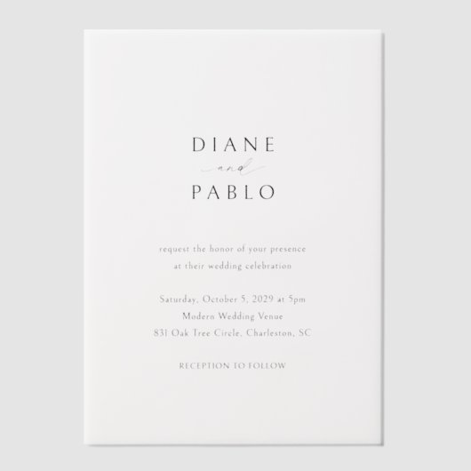 Diane Contemprary Chic Moderne Hochzeit Pergament Einladungen (Vorderseite)