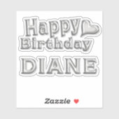 Diane Happy Birthday silver Aufkleber Sticker (Blatt)
