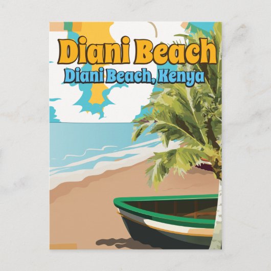 Diani Beach Kenya Vintage Reiseplakat. Postkarte (Vorderseite)