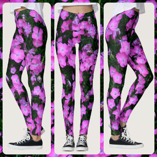 Dianthus Blume Bright Pink und Green Floral Leggings
