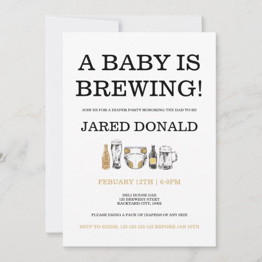 Diaper Kegger Invitation Beer & Diapers Dad Shower Einladung (Vorderseite)