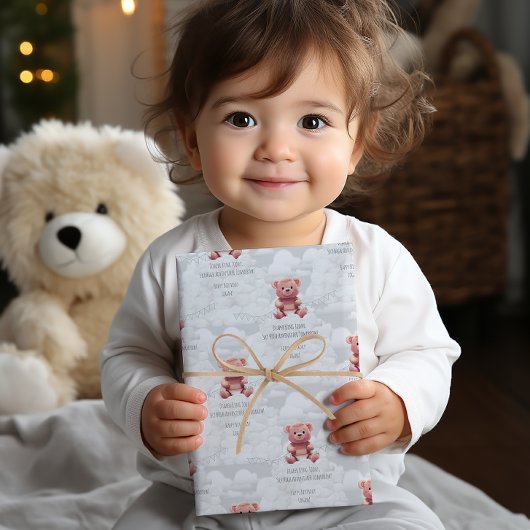 Diaper King Teddy Bär Custom Happy Geburtname Geschenkpapier Set