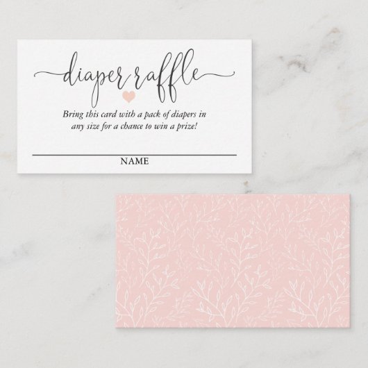 Diaper Raffeln Skripttext mit rosa Herz Begleitkarte (Vorne/Hinten)