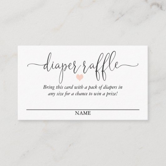 Diaper Raffeln Skripttext mit rosa Herz Begleitkarte (Vorderseite)