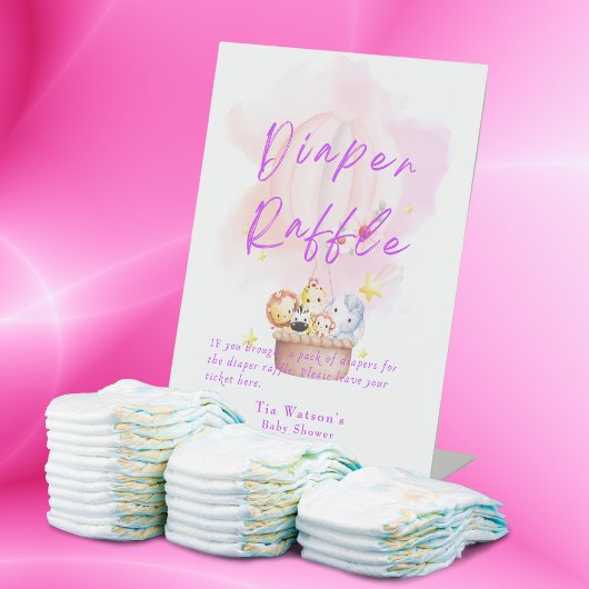 Diaper Raffle Baby Animal Safari in Rosa Sockelschild