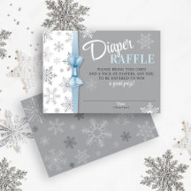 Diaper Raffle Baby Boy Blue Gray Snowflake Winter