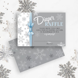 Diaper Raffle Baby Boy Blue Gray Snowflake Winter Begleitkarte