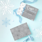 Diaper Raffle Baby Boy Blue Gray Snowflake Winter Begleitkarte
