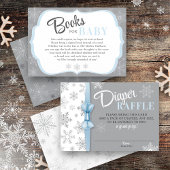 Diaper Raffle Baby Boy Blue Gray Snowflake Winter Begleitkarte