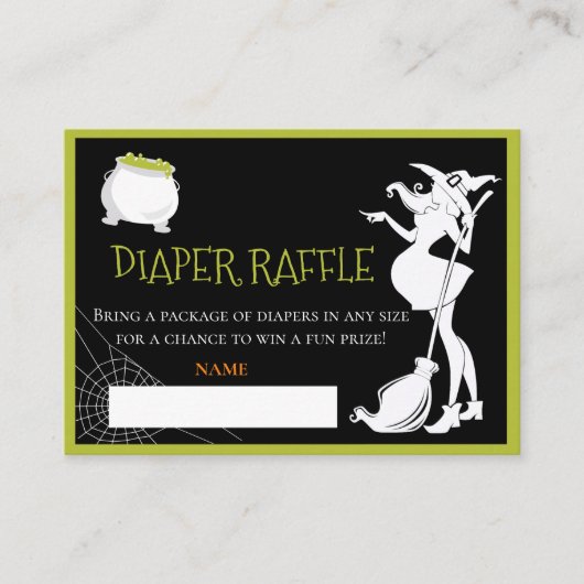 Diaper Raffle Baby Brewing Hexe Halloween Begleitkarte (Vorderseite)