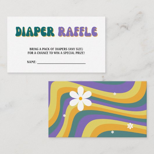 Diaper Raffle Baby Dusche Groovy Retro 70er 80er Begleitkarte (Vorne/Hinten)