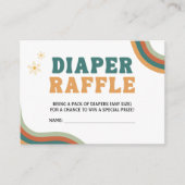 Diaper Raffle Baby Dusche Groovy Retro 70er 80er Begleitkarte (Vorderseite)