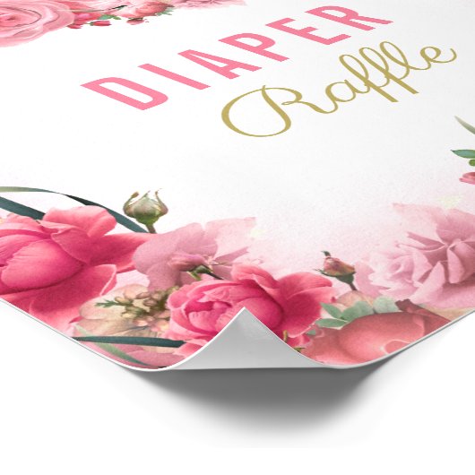 Diaper Raffle Baby Dusche Pink Flamingo Ballerina Poster (Ecke)