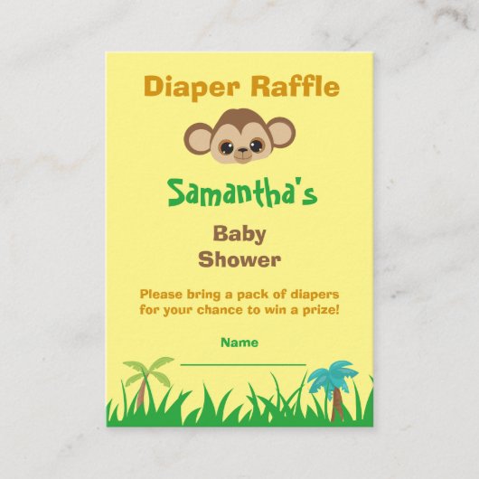 Diaper Raffle Baby Dusche Safari Begleitkarte (Vorderseite)