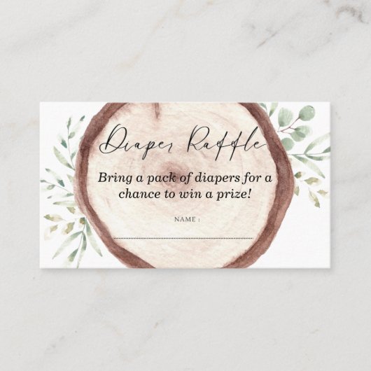 Diaper Raffle Baby Duschgame Platzkarte (Vorderseite)