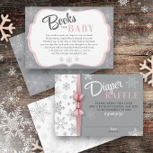 Diaper Raffle Baby Girl Pink Grau Schneeflocke Win Begleitkarte