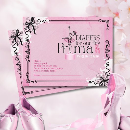 Diaper Raffle Ballet Theme Card Einladung