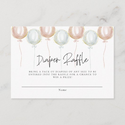 Diaper Raffle Ballon Geschlecht Reveal Baby Dusche Begleitkarte (Vorderseite)