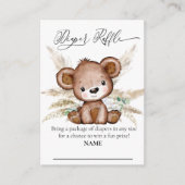 Diaper Raffle Bear Boho Pampas Grass Vorwarte wart Begleitkarte (Vorderseite)