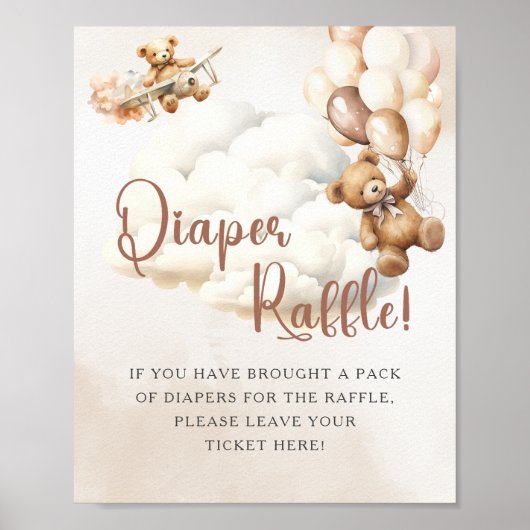 DIAPER RAFFLE Bear Simple Baby Showspiel Poster (Vorne)