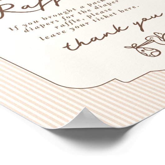 Diaper raffle Bebe Cafe Brown Bow Handdrawn Poster (Ecke)