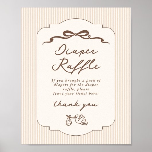Diaper raffle Bebe Cafe Brown Bow Handdrawn Poster (Vorne)