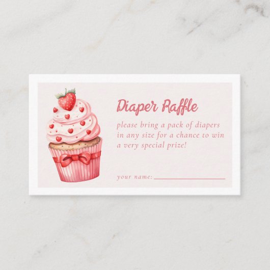 Diaper Raffle Berry Sweet Pink Cupcake Hearts Begleitkarte (Vorderseite)
