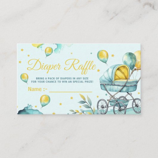 Diaper Raffle Blue Baby Dusche Begleitkarte (Vorderseite)