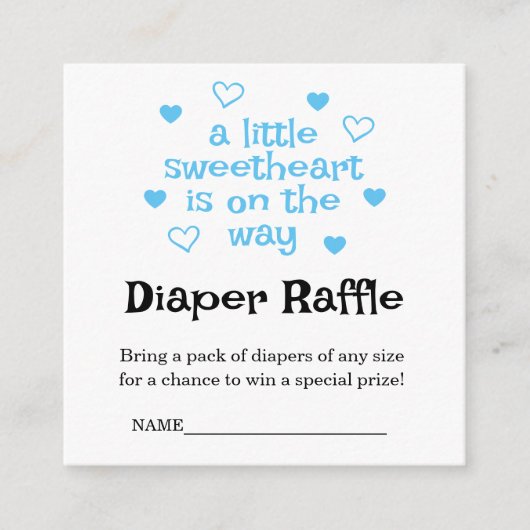 Diaper Raffle Blue Boy Baby Duschecke Square Karte (Vorderseite)