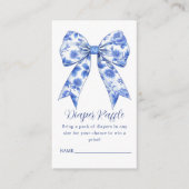 Diaper Raffle Blue Chinoiserie Bow Baby Dusche Begleitkarte (Vorderseite)
