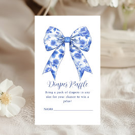 Diaper Raffle Blue Chinoiserie Bow Baby Dusche Begleitkarte