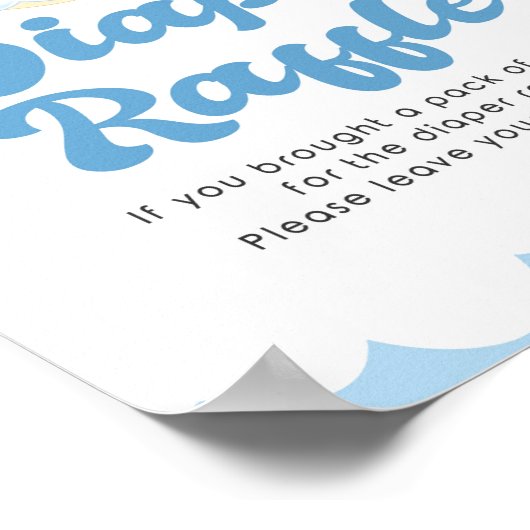 Diaper Raffle Blue Elephant Boy Baby Duschzeichen Poster (Ecke)