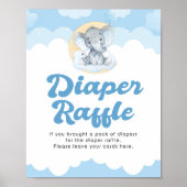 Diaper Raffle Blue Elephant Boy Baby Duschzeichen Poster (Vorne)