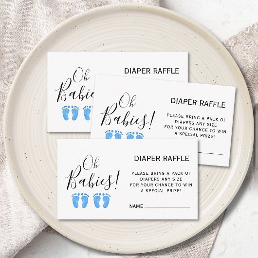 Diaper Raffle Blue Feet Twin Boys's Baby Dusche Begleitkarte