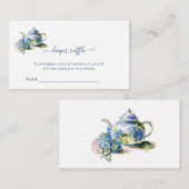 Diaper Raffle Blue Hydrangea Tee Party Begleitkarte (Vorne/Hinten)