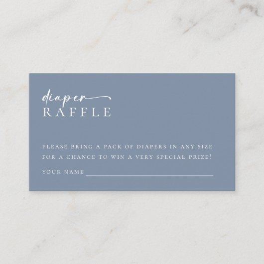 Diaper Raffle Blue Minimalistisch Baby Dusche Begleitkarte (Vorderseite)