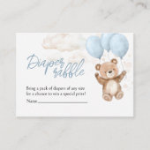 Diaper Raffle Blue Teddy Bear Baby Dusche Begleitkarte (Vorderseite)
