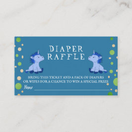 Diaper Raffle Blue Unicorn Twins Boy Baby Dusche Begleitkarte