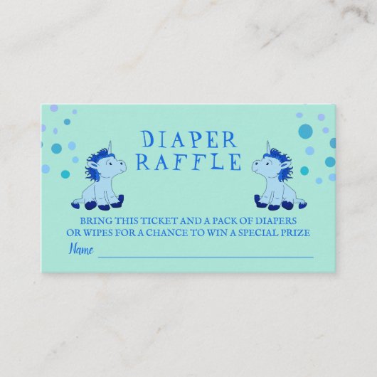 Diaper Raffle Blue Unicorn Twins Boy Baby Dusche Begleitkarte (Vorderseite)