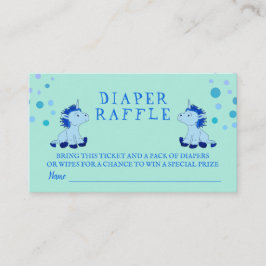 Diaper Raffle Blue Unicorn Twins Boy Baby Dusche Begleitkarte